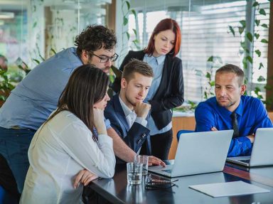Modern tech workspace in Pondicherry hosting GyaanInfo software development team